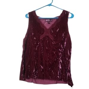 Gloria Vanderbilt Velvet Burgandy Tank Top Size Large